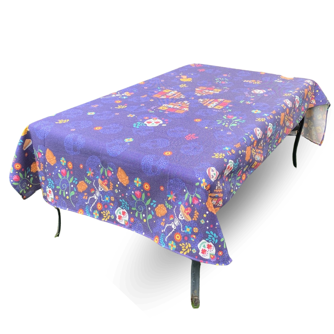 Mantel Dia de Muertos Ofrenda Morada 2.40x1.45m