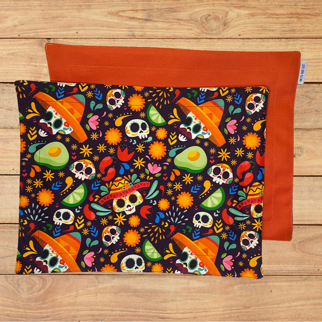 Mantel Individual - Calaverita de Azúcar Naranja