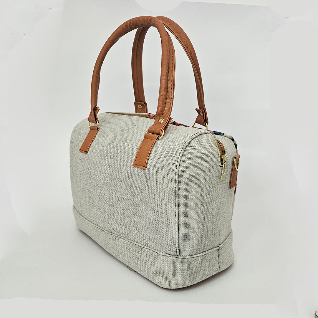 Bolsa artesanal - Floral Beige