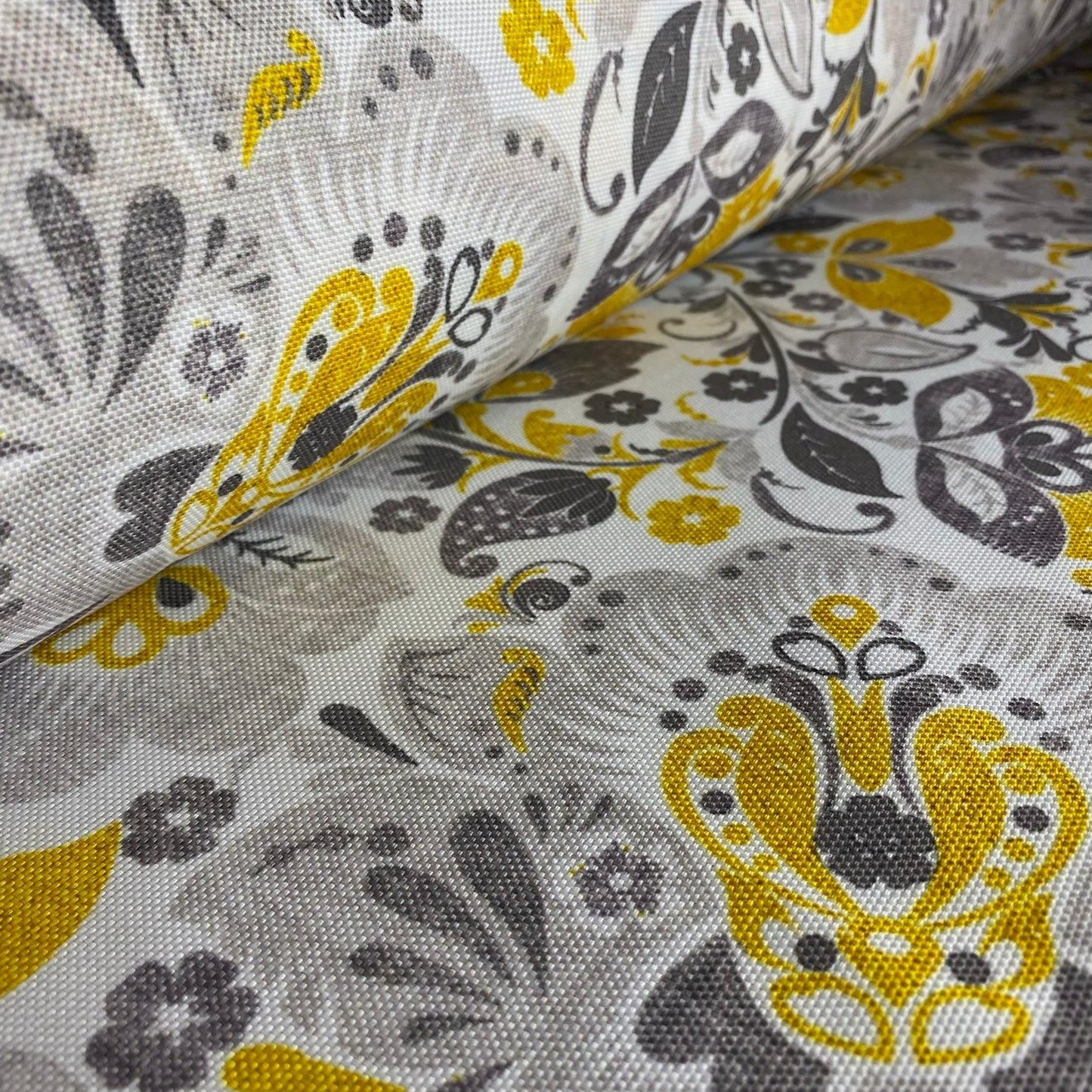 Tela Half Panamá - Angora gris mostaza