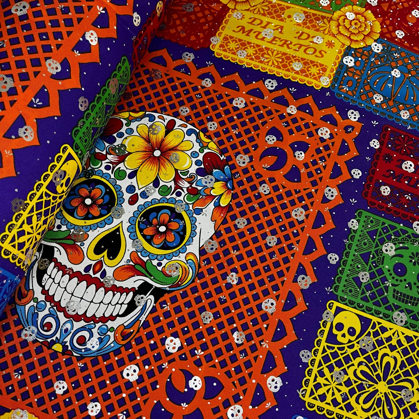 Foil Muertos - Calavera en Bicicleta Morado
