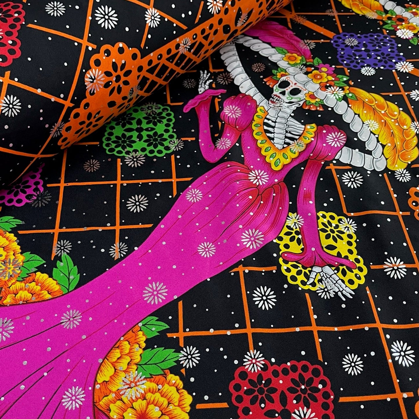 Foil Muertos - Señora Muerte Negro