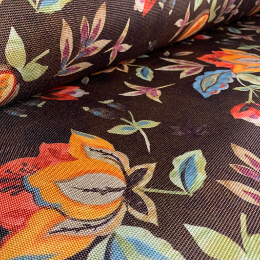 Tela Azteca- Fleur fondo café