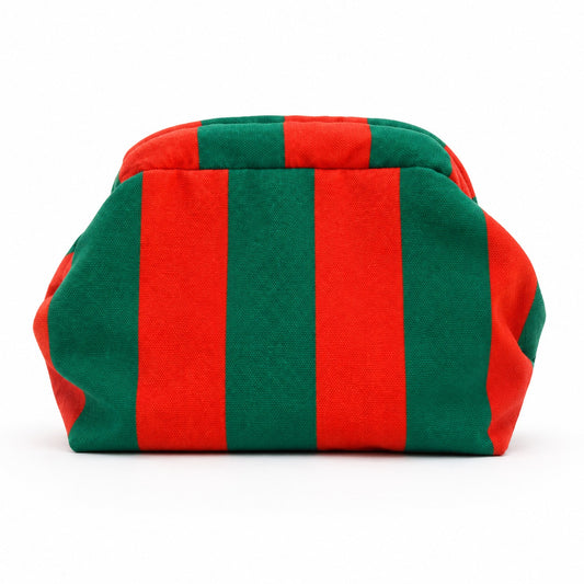 Bolsa Clutch Half Panama Rayas Rojo Verde