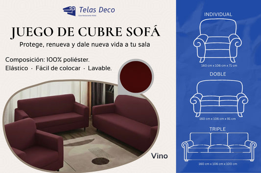 Protector Funda Cubre Sala Sofá Nube Ajustable Elástico 3 Pz