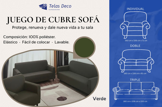 Protector Funda Cubre Sala Sofá Nube Ajustable Elástico 3 Pz