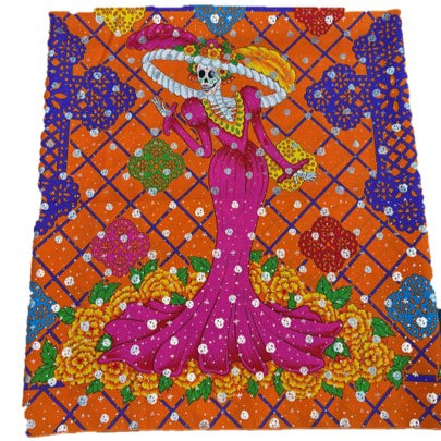 Mantel Foil Catrina Naranja