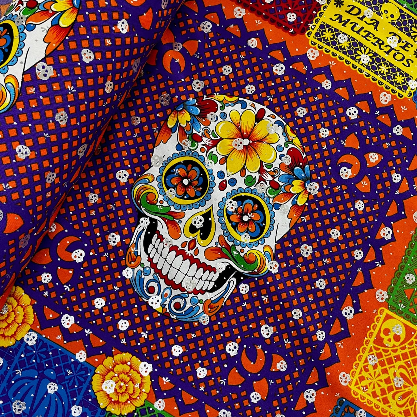 Foil Muertos - Calavera en Bicicleta naranja