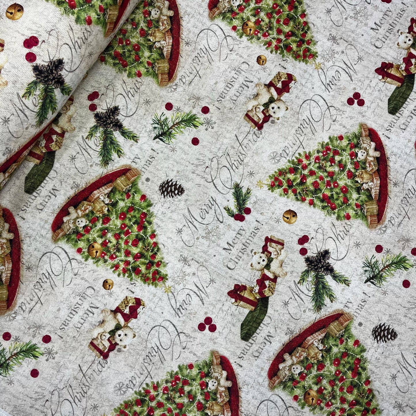 Half panama Lurex Merry Christmas arbol rotativo