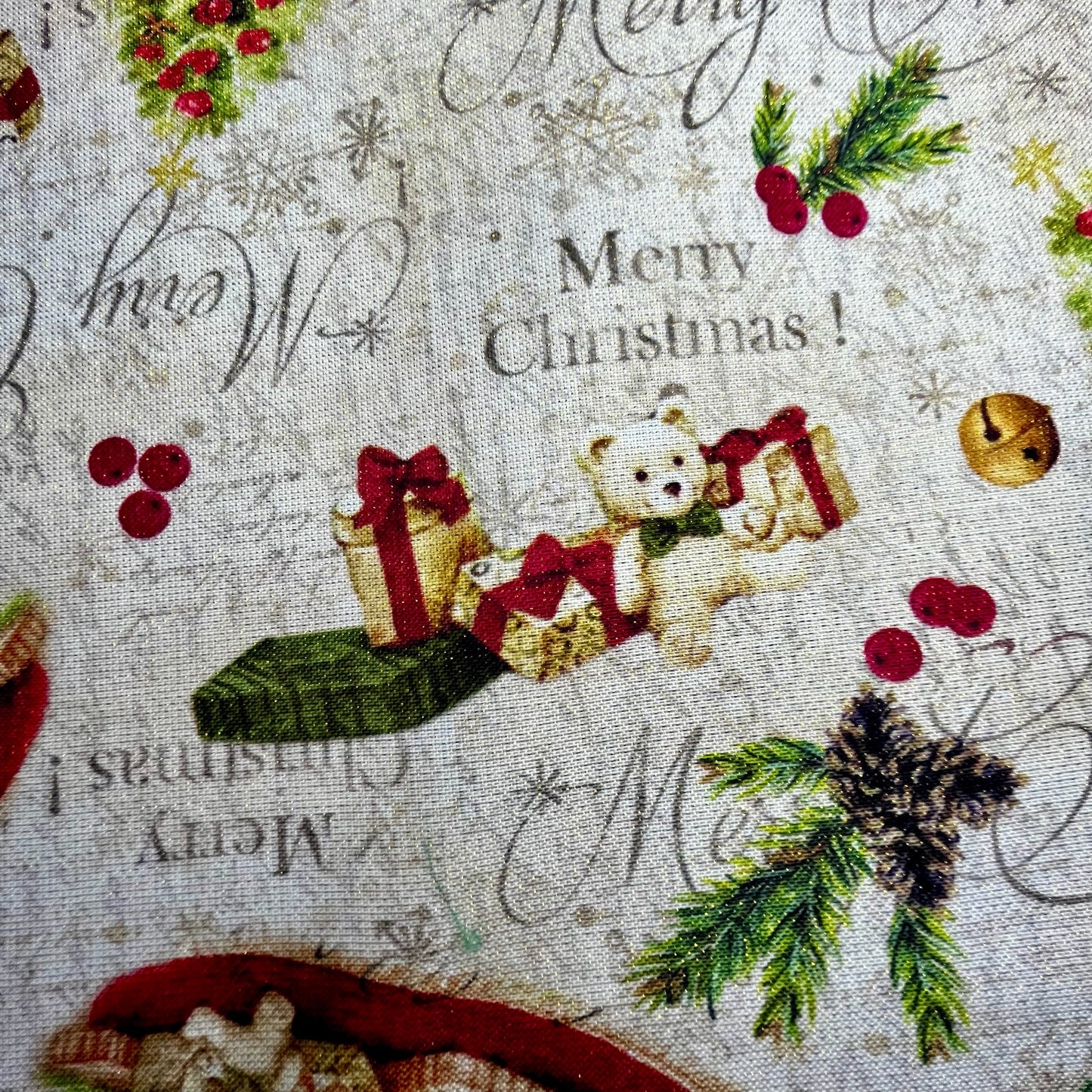 Half panama Lurex Merry Christmas arbol rotativo