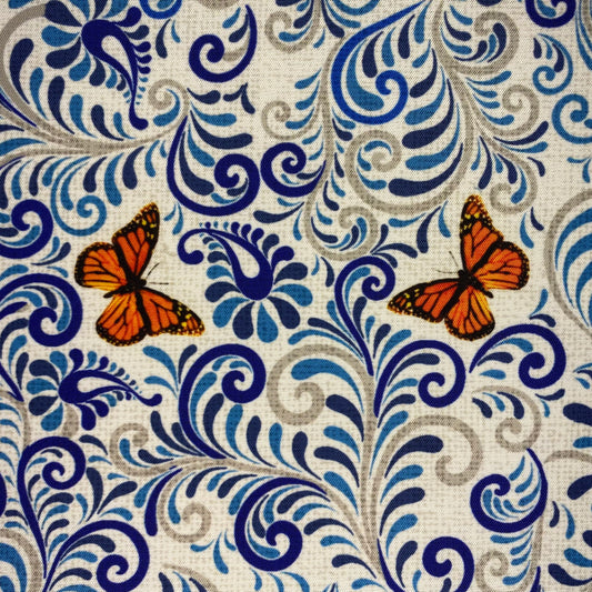 Tela Tafeta 600- Talavera Mariposas Real