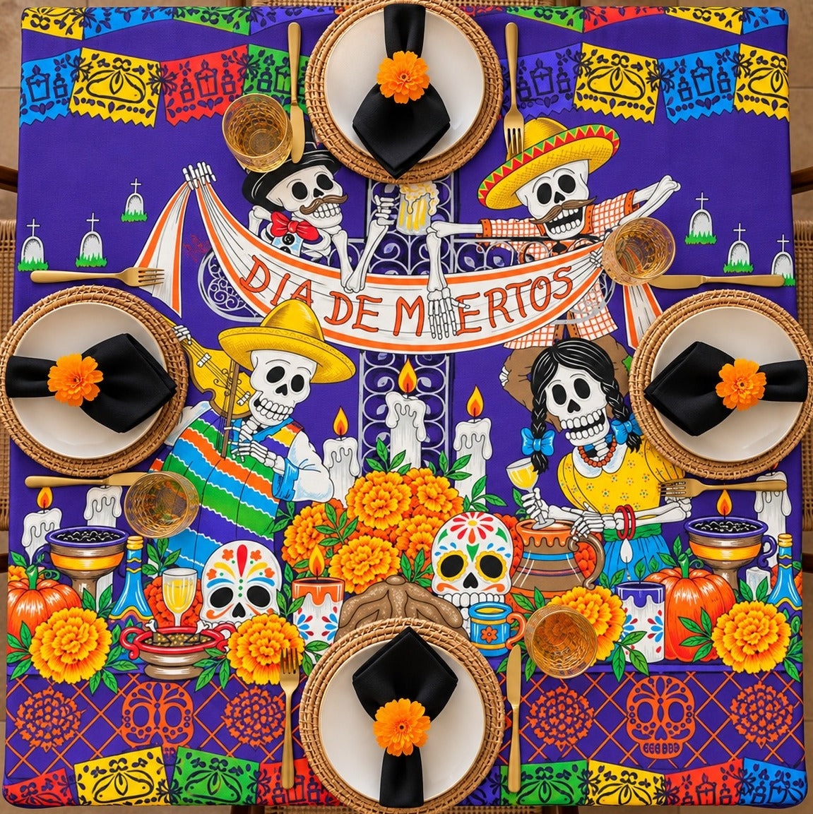 Mantel Día de Muertos - Borrachitos