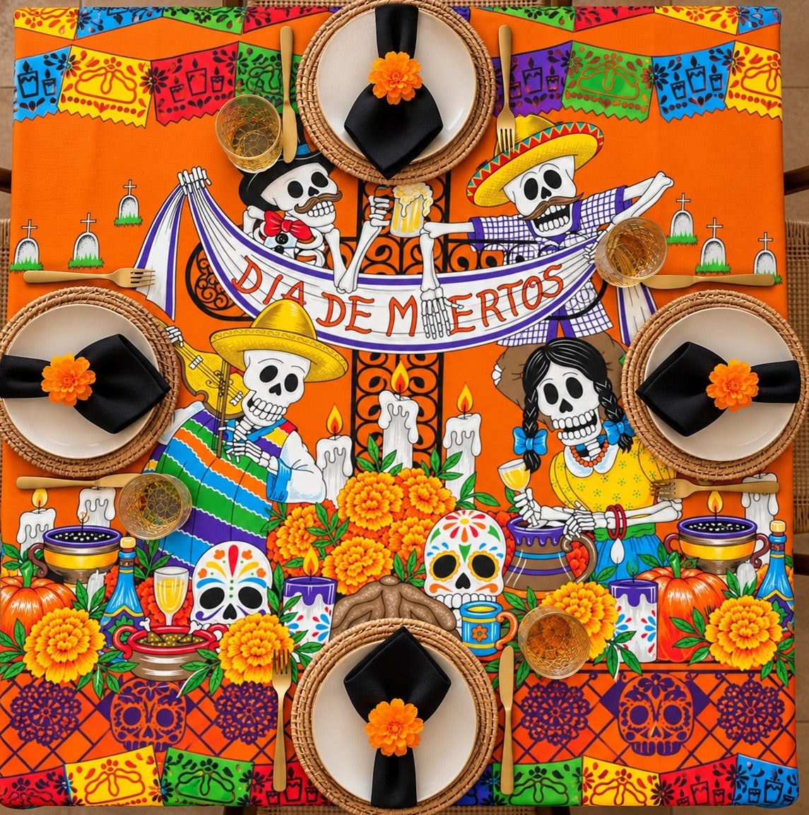 Mantel Día de Muertos - Borrachitos