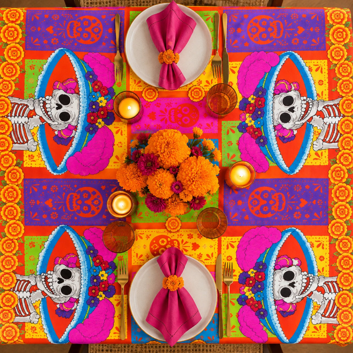 Mantel Día de Muertos - Catrina Papel Picado
