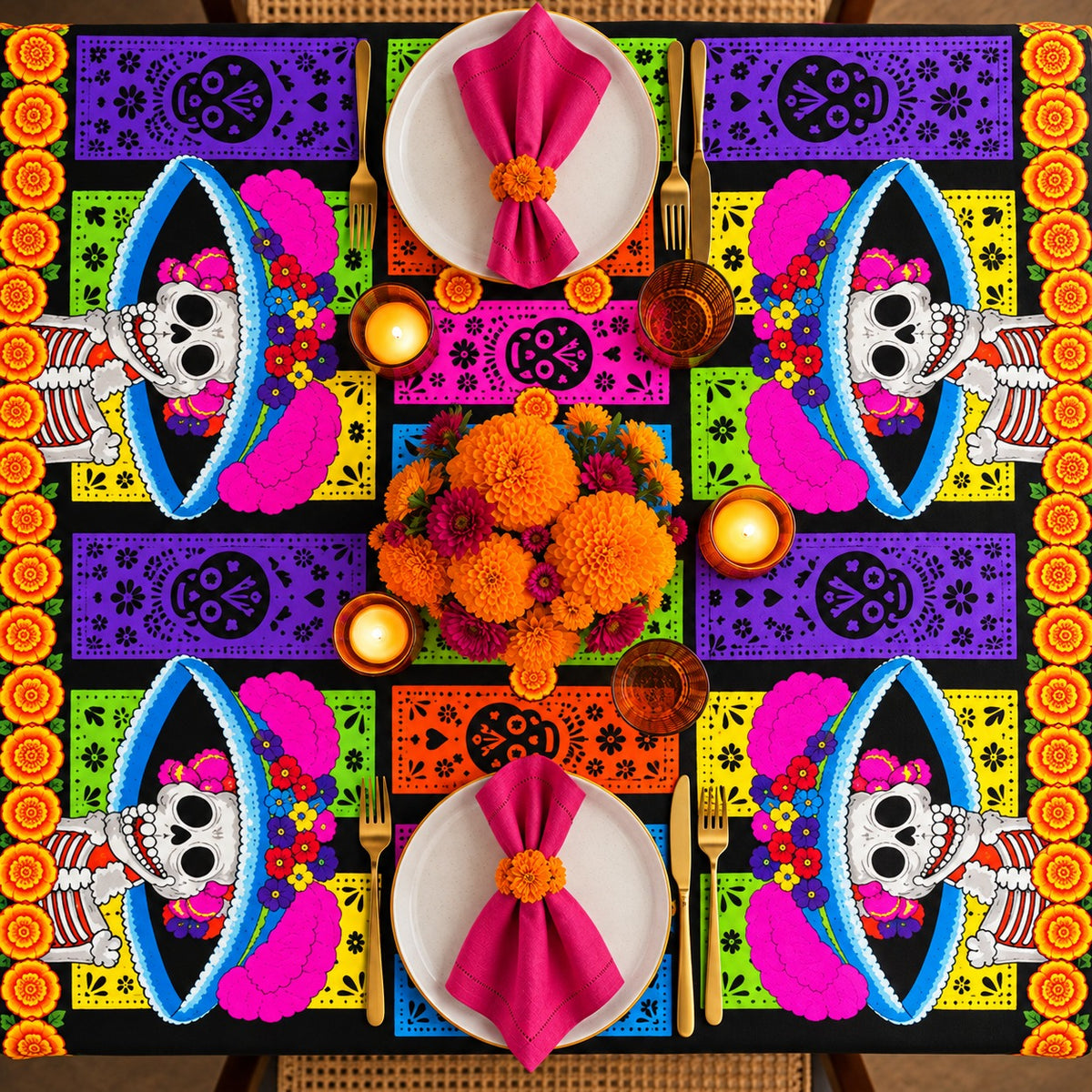 Mantel Día de Muertos - Catrina Papel Picado