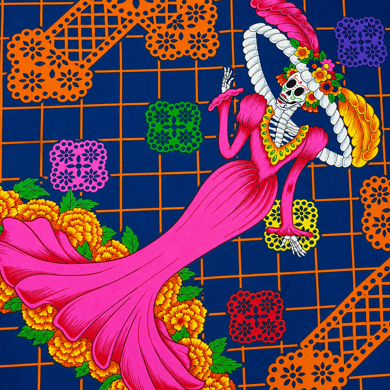 Tergal Señora Muerte Fondo Azul Marino