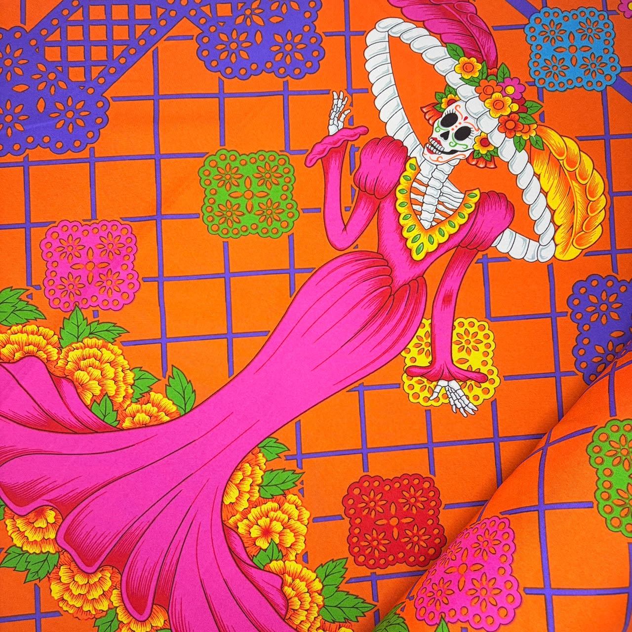 Tergal Señora Muerte Fondo Naranja