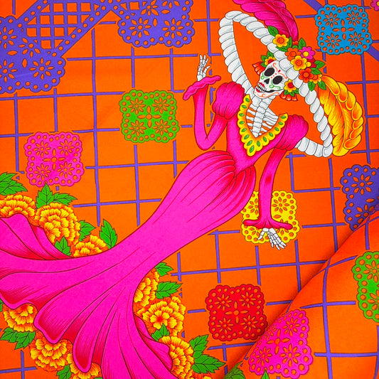 Tergal Señora Muerte Fondo Naranja