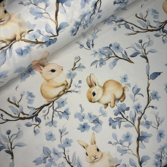 Half panama conejo y flores azules